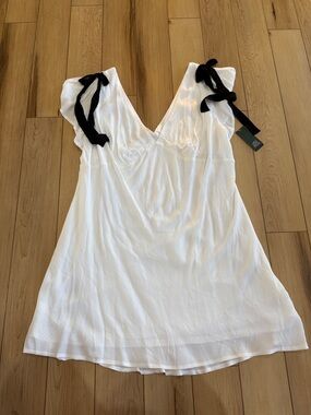 Wild Fable White Dress with Black Removable Ribbons - 100% Rayon Shell